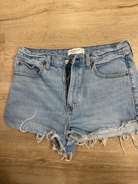 Abercrombie & Fitch Light Wash Distressed Denim Cutoffs
